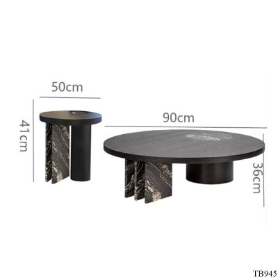 โต๊ะกลาง TB945 Dim โต๊ะข้าง : L50xW50xH46 cm + โต๊ะกลาง L90xW90xH36 cm