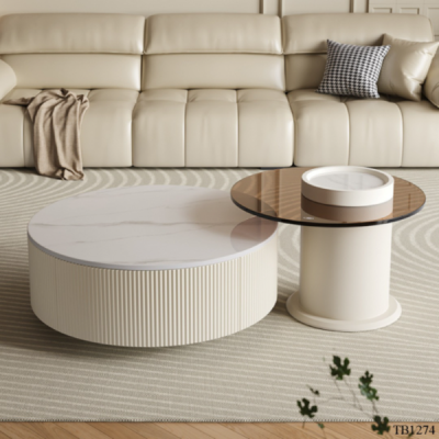 MJhomedesigns Coffee Table Model TB1274 Dim L80xH33 cm + L60xH45 cm