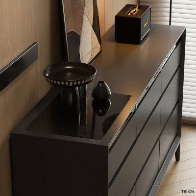 STORAGE CABINET MJHOMEDESIGNS TB1424 BLACK L140XW40XH85 CM