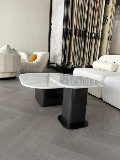 โต๊ะกลาง MJHOMEDESIGNS TB1422 L90XH32 CM + L45XH43 CM ดำ/เทา