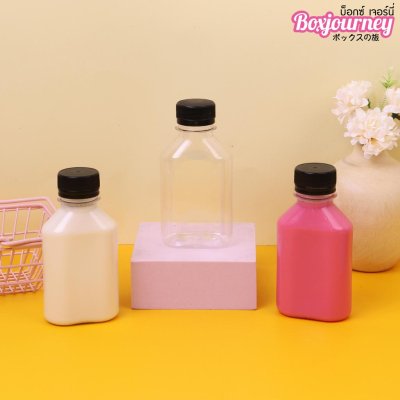 BJ ขวดPET 150cc แบนเรียบ ฝาดำ 20ชุด