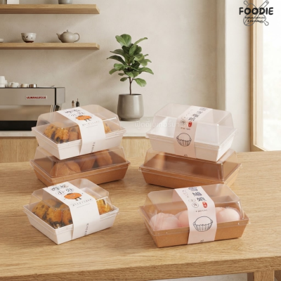 Sweet Paris กล่องเค้กผืนผ้า+ฝา คราฟท์ M 50ชุด
