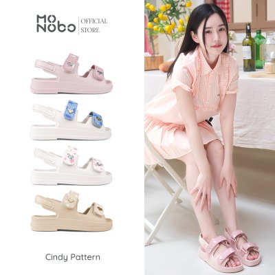Monobo รุ่น Cindy Pattern รองเท้าแตะสายคู่สวมง่าย ลุคน่ารักสายหวาน ตกแต่งโลโก้ทรงเพชร พื้นนุ่ม เดินสบาย ของแท้ 100%