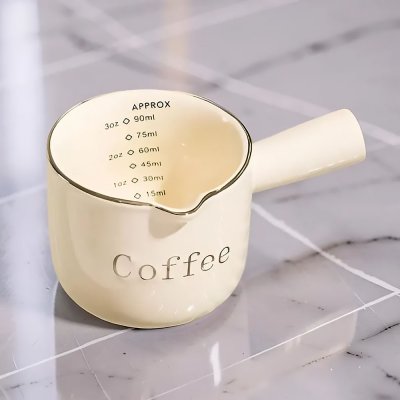 ถ้วยตวงกาแฟเซรามิก มีปากเท  Coffee Measuring Cup 90ml สำหรับชง Espresso