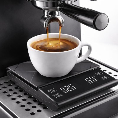 เครื่องชั่งกาแฟ Digital Coffee Scale 3kg/0.1g ตาชั่งดิจิตอล หน้าจอ LED ปุ่มสัมผัส พร้อมแผ่นซิลิโคน กันลื่น ใส่ถ่าน AAA