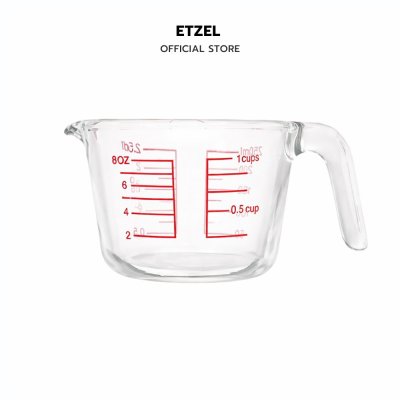 ETZEL ถ้วยตวงแก้วตวงพิมพ์สเกล  500ml เหยือกตวง แก้วอย่างหนา  ทนความร้อนสูง ทนทาน สามารถอุ่นได้