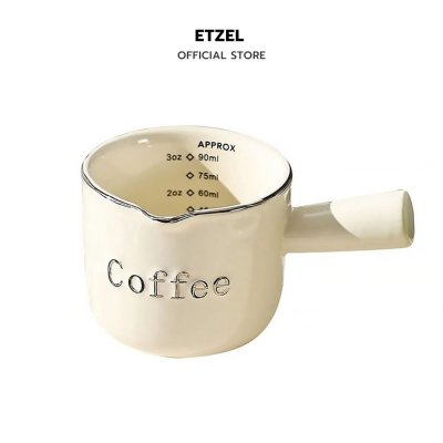 ถ้วยตวงกาแฟเซรามิก มีปากเท  Coffee Measuring Cup 90ml สำหรับชง Espresso