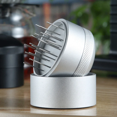 แทมเปอร์เข็ม เกลี่ยผงกาแฟ Coffee Needle Tamper 51/58mm. สีดำและเงิน