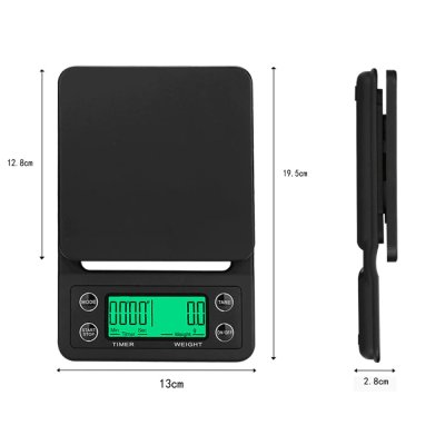 เครื่องชั่งกาแฟ Digital Scale 3kg/0.1g ตาชั่งกาแฟ จอ LCD พร้อมซิลิโคนกันลื่น ใส่ถ่าน AAA