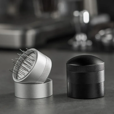 แทมเปอร์เข็ม เกลี่ยผงกาแฟ Coffee Needle Tamper 51/58mm. สีดำและเงิน