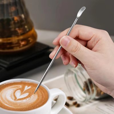 ปากกาวาดลายลาเต้ Latte Art Pen ลาเต้อาร์ต สแตนเลส ด้ามไม้ อุปกรณ์ร้านกาแฟ