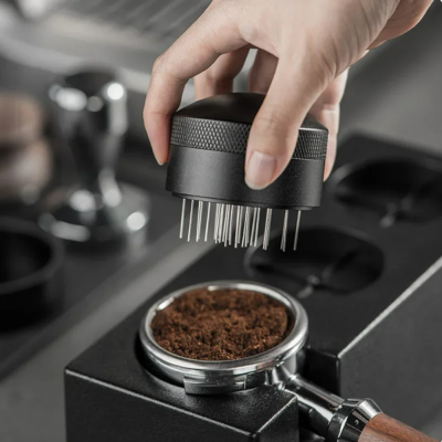 แทมเปอร์เข็ม เกลี่ยผงกาแฟ Coffee Needle Tamper 51/58mm. สีดำและเงิน