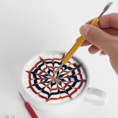 ปากกาวาดลายลาเต้ Latte Art Pen ลาเต้อาร์ต สแตนเลส ด้ามไม้ อุปกรณ์ร้านกาแฟ