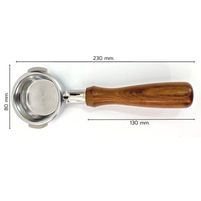 ก้านชงกาแฟ bottomless 58mm ด้ามไม้ หัวชงกาแฟ E61 stainless สำหรับเครื่องชง ETZEL