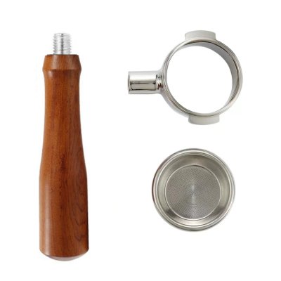 ก้านชงกาแฟ bottomless 58mm ด้ามไม้ หัวชงกาแฟ E61 stainless สำหรับเครื่องชง ETZEL