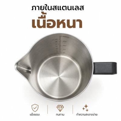 ETZEL พิชเชอร์เหยือกตีฟองนม สแตนเลส 304 สำหรับ Latte Art