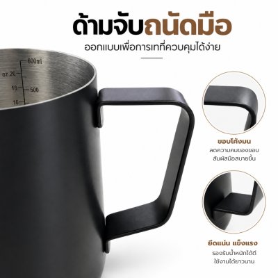 ETZEL พิชเชอร์เหยือกตีฟองนม สแตนเลส 304 สำหรับ Latte Art