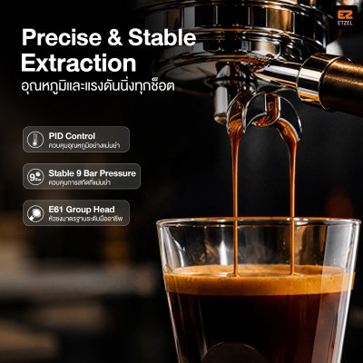 ETZEL Duo Max เครื่องชงกาแฟ 2 หัวชง สำหรับธุรกิจร้านกาแฟ
