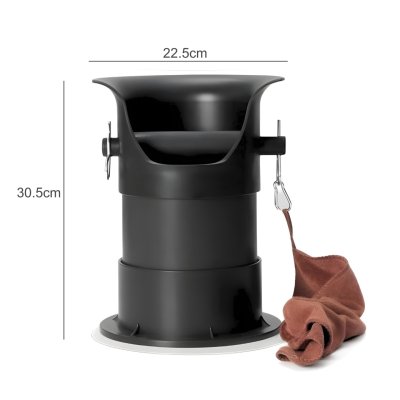 ถังเคาะกากกาแฟ ทรงสูง Knock Box แบบตั้งพื้น พร้อมผ้าทำความสะอาด มีให้เลือก 2 ขนาด