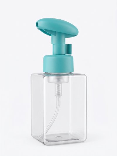 ขวดปั๊มโฟม PET 400ml. เหลี่ยม สีขาว สีใส