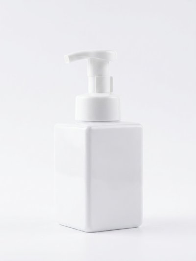 ขวดปั๊มโฟม PET 400ml. เหลี่ยม สีขาว สีใส
