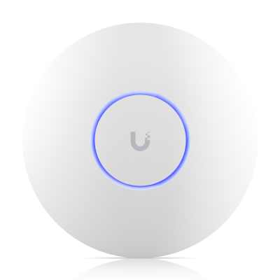 U6-Enterprise : Ceiling-mounted WiFi 6E AP with 10 spatial streams and 6 GHz support to provide seamless, multi-band coverage within high client density environments.