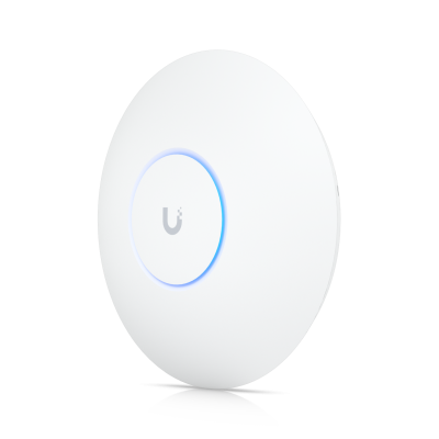 U6-Enterprise : Ceiling-mounted WiFi 6E AP with 10 spatial streams and 6 GHz support to provide seamless, multi-band coverage within high client density environments.