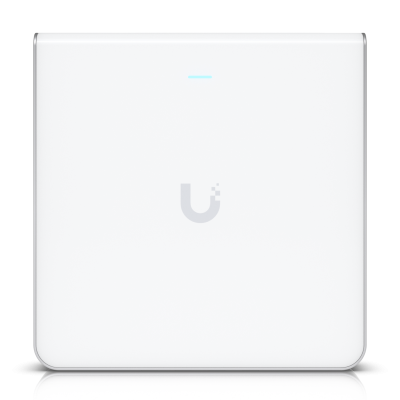 U6-Enterprise-IW : Wall-mounted WiFi 6E AP with 10 spatial streams, 6 GHz support, and a built-in 4-port switch