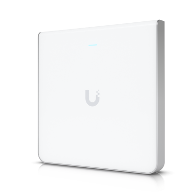 U6-Enterprise-IW : Wall-mounted WiFi 6E AP with 10 spatial streams, 6 GHz support, and a built-in 4-port switch