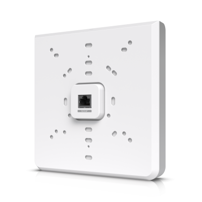 U6-Enterprise-IW : Wall-mounted WiFi 6E AP with 10 spatial streams, 6 GHz support, and a built-in 4-port switch