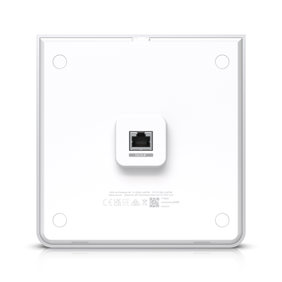 U6-Enterprise-IW : Wall-mounted WiFi 6E AP with 10 spatial streams, 6 GHz support, and a built-in 4-port switch