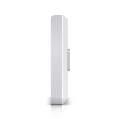 U6-IW : Wall-mounted WiFi 6 AP with 6 spatial streams and a built-in 4-port switch ideal for single-room coverage in hospitality environments