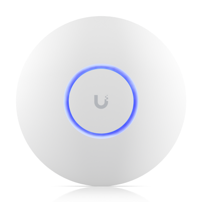 U6+: Compact ceiling-mounted WiFi 6 AP with 4 spatial streams, enhanced performance, and dual-band WiFi 6 support.