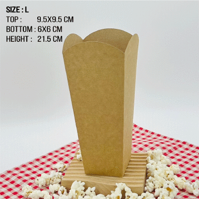 กล่องป๊อบคอร์นกระดาษคราฟท์ สีน้ำตาล -ไม่พิมพ์ลาย