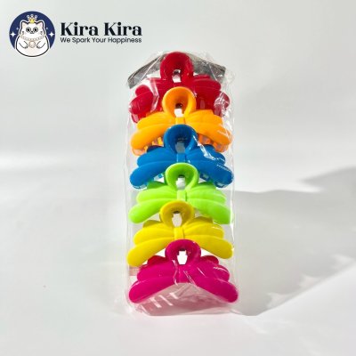 ตัวหนีบผม ลายริบบิ้น3ชั้น สีสด (5 ชิ้น)