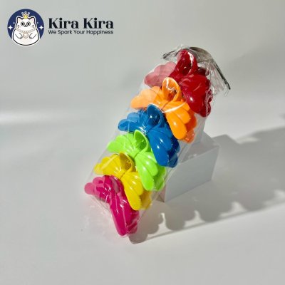 ตัวหนีบผม ลายริบบิ้น3ชั้น สีสด (5 ชิ้น)