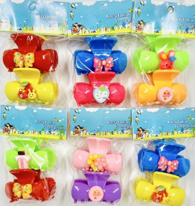 JC-65กิ๊บหนีบโบว์การ์ตูนคละลาย1x2(24ชิ้นคละสีคละลาย)