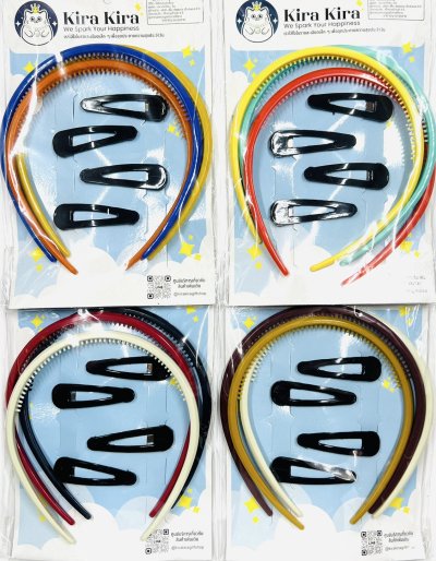 HB-2564ชุดคาดผม3อัน+กิ๊บแป๊ะ4ตัว(84ชิ้นคละสีคาดผม)