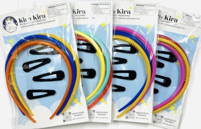 HB-2564ชุดคาดผม3อัน+กิ๊บแป๊ะ4ตัว(84ชิ้นคละสีคาดผม)