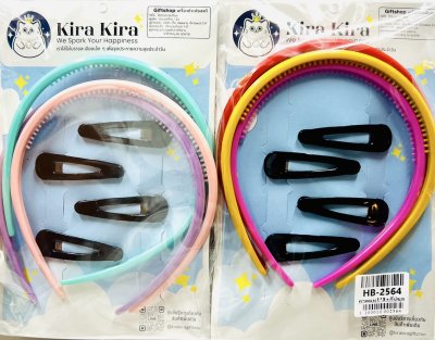 HB-2564ชุดคาดผม3อัน+กิ๊บแป๊ะ4ตัว(84ชิ้นคละสีคาดผม)