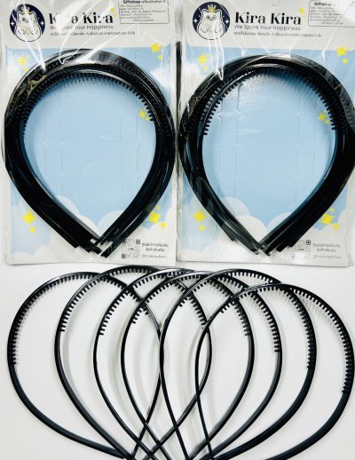 HB-1246คาดผม6มิลสีดำล้วน1x6(72ชิ้น)