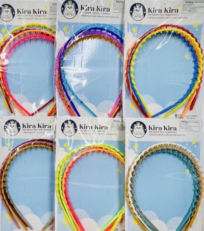 HB-3882คาดผมซิกแซ็กคละสี1x4(48ชิ้น)