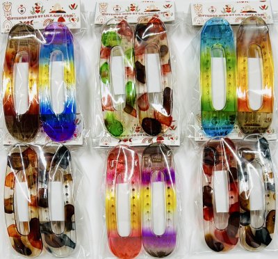 HC-208กิ๊บปากเป็ดใหญ่สีเพ้นท์1x2(คละสี24ชิ้น)