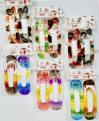 HC-208กิ๊บปากเป็ดใหญ่สีเพ้นท์1x2(คละสี24ชิ้น)