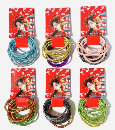RB-215ยางรัดผมดิ้นเงินทองคละสี1x10(120เส้น)