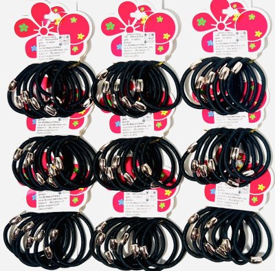 AS-1086ยางรัดผมสีดำล้วนเม็ดทอง1x7(84เส้น)