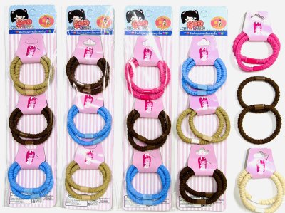 RB-362ยางรัดผมสีพาสเทลคละสี(แผงละ6ชิ้น=72ชิ้น/โหล)