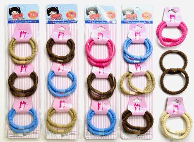 RB-362ยางรัดผมสีพาสเทลคละสี(แผงละ6ชิ้น=72ชิ้น/โหล)