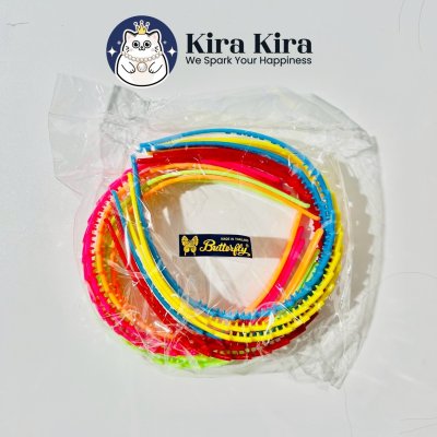 คาดผมซิกแซกเส้นคู่ สีสด (12 ชิ้น)