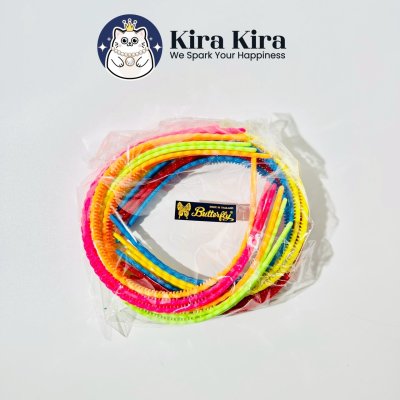 คาดผม 3เส้นหยัก สีสด (12 ชิ้น)